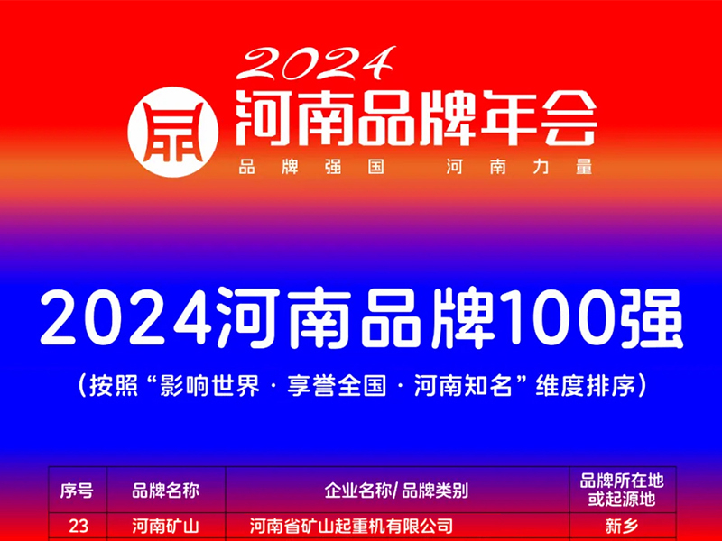 穩(wěn)居百?gòu)?qiáng)，行業(yè)引領(lǐng)｜河南礦山榮登“河南品牌100強(qiáng)”榜單